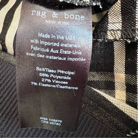 RAG & BONE Simone Pants Check Equestrian Stretch Gray Black Plaid Cropped Size 4 - Picture 8 of 10